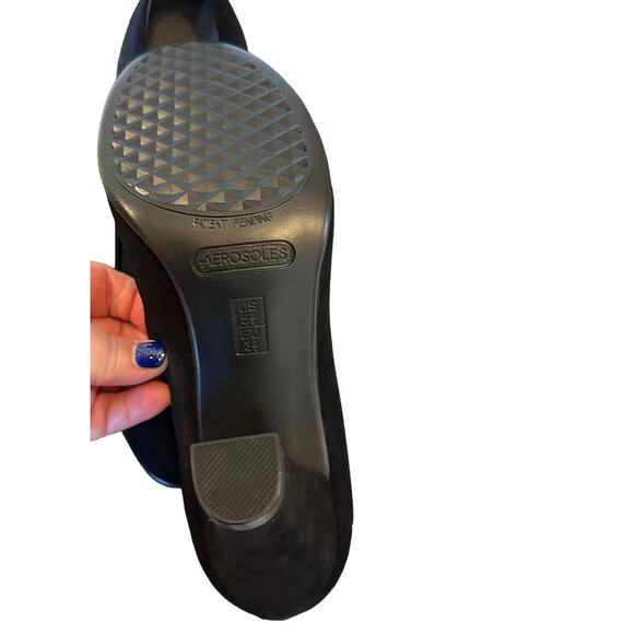 Aerosoles Heelrest Black Suede Round Toe Comfort Stacked 3" Heel sz 5.5 NWOT - Picture 11 of 13